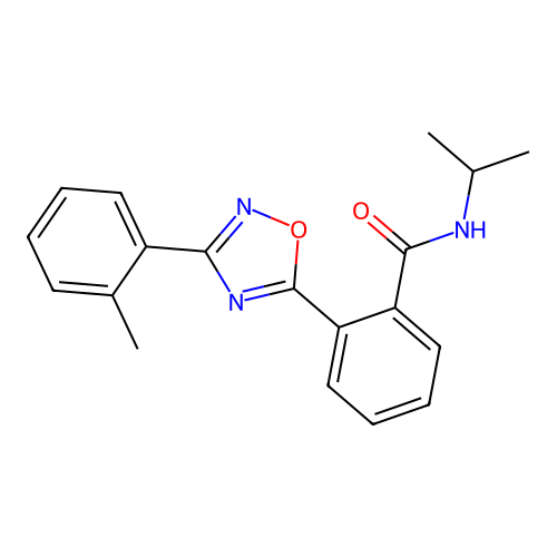 2-[3-(2-methylphenyl)-1,2,4-oxadiazol-5-yl]-N-propan-2-ylbenzamide structure