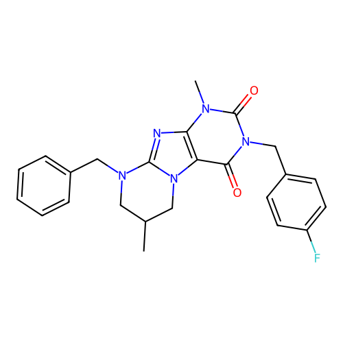 9-benzyl-3-(4-fluorobenzyl)-1,7-dimethyl-6,7,8,9-tetrahydropyrimido[2,1-f]purine-2,4(1H,3H)-dione structure