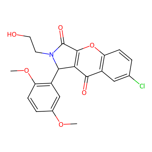 7-chloro-1-(2,5-dimethoxyphenyl)-2-(2-hydroxyethyl)-1,2-dihydrochromeno[2,3-c]pyrrole-3,9-dione structure