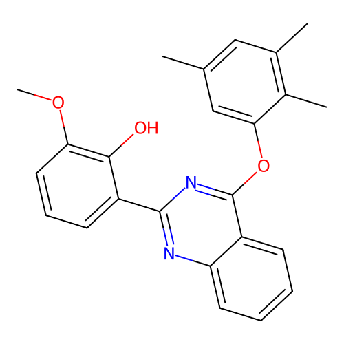 2-Methoxy-6-(4-(2,3,5-trimethylphenoxy)quinazolin-2-yl)phenol structure