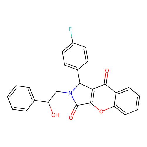 1-(4-fluorophenyl)-2-(2-hydroxy-2-phenylethyl)-1,2-dihydrochromeno[2,3-c]pyrrole-3,9-dione structure