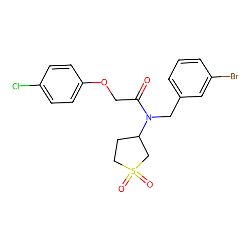 N-(3-bromobenzyl)-2-(4-chlorophenoxy)-N-(1,1-dioxidotetrahydrothiophen-3-yl)acetamide structure