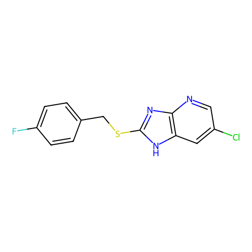 6-chloro-2-[(4-fluorobenzyl)sulfanyl]-3H-imidazo[4,5-b]pyridine structure