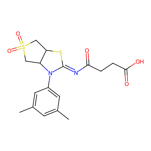4-{[(2Z)-3-(3,5-dimethylphenyl)-5,5-dioxidotetrahydrothieno[3,4-d][1,3]thiazol-2(3H)-ylidene]amino}-4-oxobutanoic acid structure