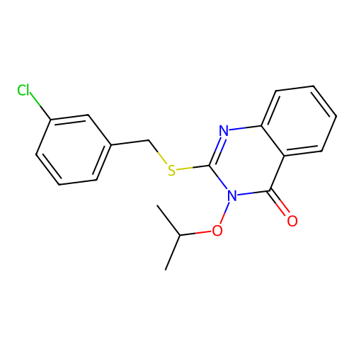 2-[(3-chlorobenzyl)sulfanyl]-3-(propan-2-yloxy)quinazolin-4(3H)-one structure