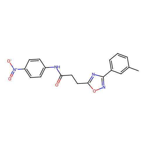 3-[3-(3-methylphenyl)-1,2,4-oxadiazol-5-yl]-N-(4-nitrophenyl)propanamide structure