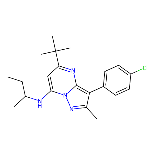 N-(butan-2-yl)-5-tert-butyl-3-(4-chlorophenyl)-2-methylpyrazolo[1,5-a]pyrimidin-7-amine structure