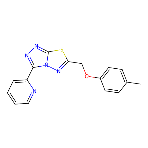 6-[(4-methylphenoxy)methyl]-3-(2-pyridinyl)[1,2,4]triazolo[3,4-b][1,3,4]thiadiazole structure