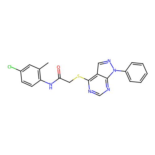 N-(4-chloro-2-methylphenyl)-2-((1-phenyl-1H-pyrazolo[3,4-d]pyrimidin-4-yl)thio)acetamide structure
