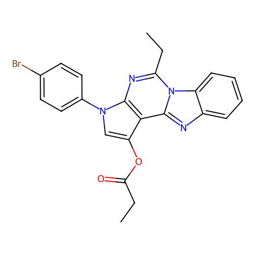 3-(4-bromophenyl)-5-ethyl-3H-benzo[4,5]imidazo[1,2-c]pyrrolo[3,2-e]pyrimidin-1-yl propionate structure