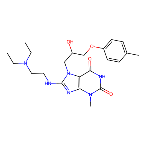 8-((2-(diethylamino)ethyl)amino)-7-(2-hydroxy-3-(p-tolyloxy)propyl)-3-methyl-1H-purine-2,6(3H,7H)-dione structure