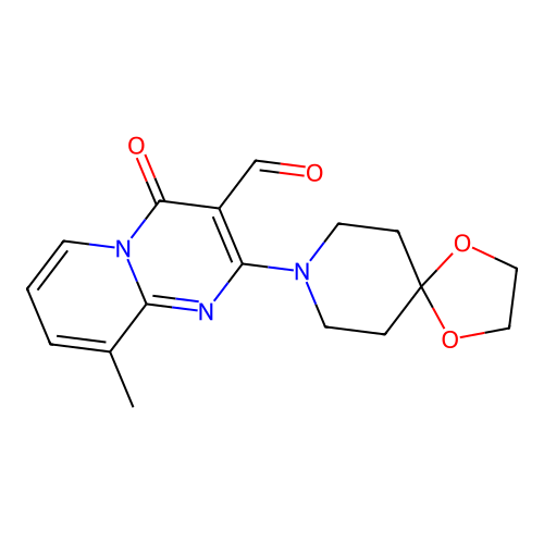 9-methyl-4-oxo-2-(1,4-dioxa-8-azaspiro[4.5]decan-8-yl)-4H-pyrido[1,2-a]pyrimidine-3-carbaldehyde structure