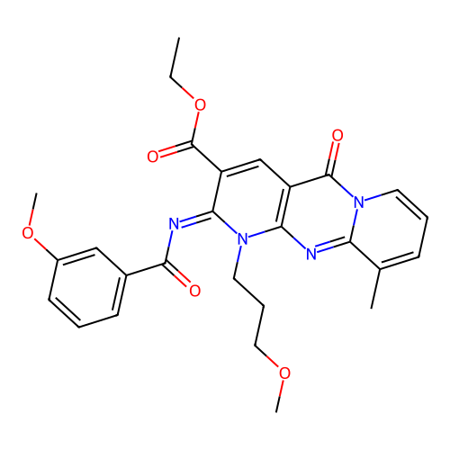 (Z)-ethyl 2-((3-methoxybenzoyl)imino)-1-(3-methoxypropyl)-10-methyl-5-oxo-2,5-dihydro-1H-dipyrido[1,2-a:2',3'-d]pyrimidine-3-carboxylate structure