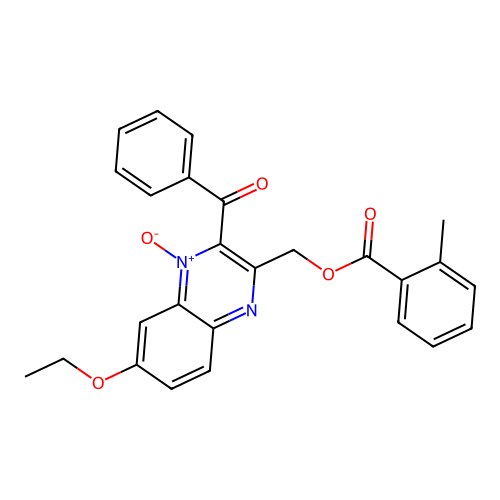 2-Benzoyl-7-ethoxy-3-(((2-methylbenzoyl)oxy)methyl)quinoxaline 1-oxide structure