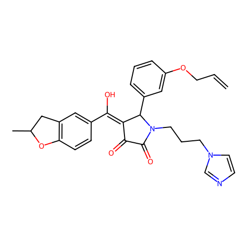 3-hydroxy-1-[3-(1H-imidazol-1-yl)propyl]-4-(2-methyl-2,3-dihydro-1-benzofuran-5-carbonyl)-5-[3-(prop-2-en-1-yloxy)phenyl]-2,5-dihydro-1H-pyrrol-2-one structure