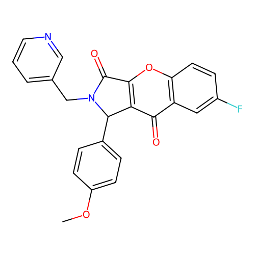 7-fluoro-1-(4-methoxyphenyl)-2-(pyridin-3-ylmethyl)-1,2-dihydrochromeno[2,3-c]pyrrole-3,9-dione structure