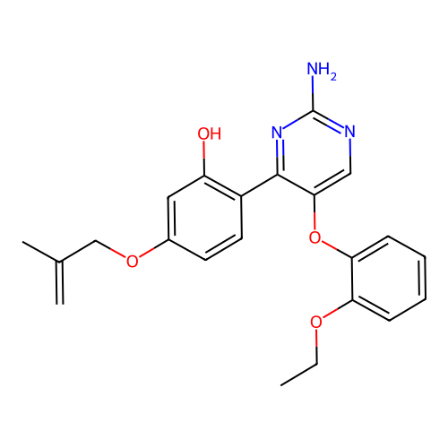 2-(2-amino-5-(2-ethoxyphenoxy)pyrimidin-4-yl)-5-((2-methylallyl)oxy)phenol structure
