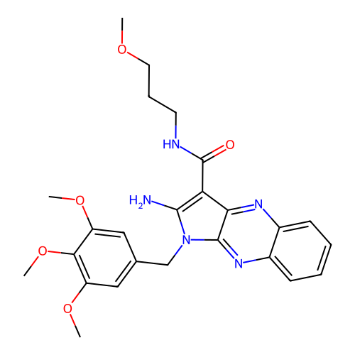 2-amino-N-(3-methoxypropyl)-1-(3,4,5-trimethoxybenzyl)-1H-pyrrolo[2,3-b]quinoxaline-3-carboxamide structure