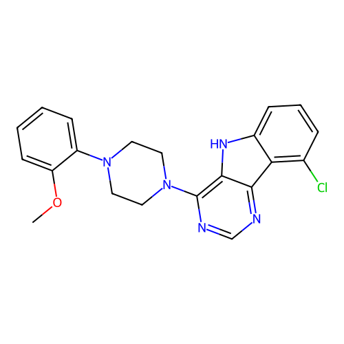 9-chloro-4-[4-(2-methoxyphenyl)piperazin-1-yl]-5H-pyrimido[5,4-b]indole structure