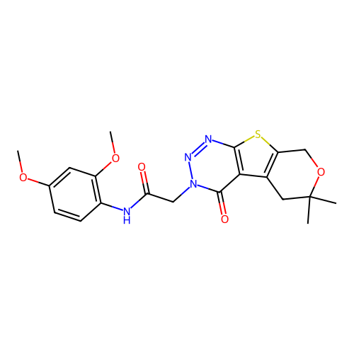 N-(2,4-dimethoxyphenyl)-2-(6,6-dimethyl-4-oxo-4,5,6,8-tetrahydro-3H-pyrano[4',3':4,5]thieno[2,3-d][1,2,3]triazin-3-yl)acetamide structure