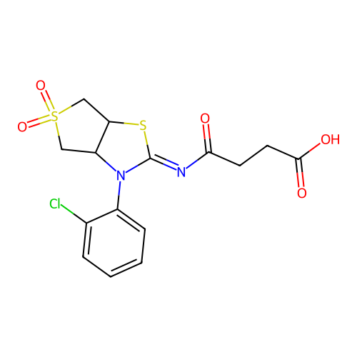 4-{[(2Z)-3-(2-chlorophenyl)-5,5-dioxidotetrahydrothieno[3,4-d][1,3]thiazol-2(3H)-ylidene]amino}-4-oxobutanoic acid structure