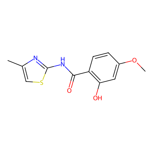 2-hydroxy-4-methoxy-N-(4-methylthiazol-2-yl)benzamide structure