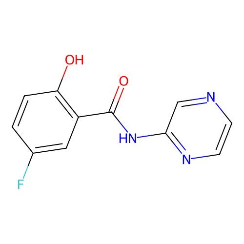 5-fluoro-2-hydroxy-N-pyrazin-2-yl-benzamide structure