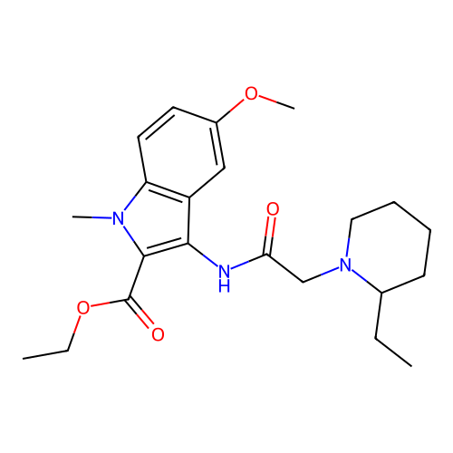 ethyl 3-(2-(2-ethylpiperidin-1-yl)acetamido)-5-methoxy-1-methyl-1H-indole-2-carboxylate structure