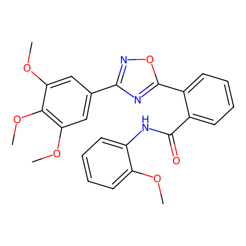 N-(2-methoxyphenyl)-2-[3-(3,4,5-trimethoxyphenyl)-1,2,4-oxadiazol-5-yl]benzamide structure
