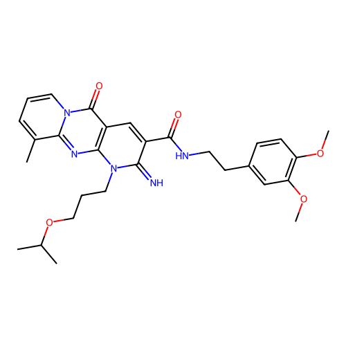 N-(3,4-dimethoxyphenethyl)-2-imino-1-(3-isopropoxypropyl)-10-methyl-5-oxo-2,5-dihydro-1H-dipyrido[1,2-a:2',3'-d]pyrimidine-3-carboxamide structure