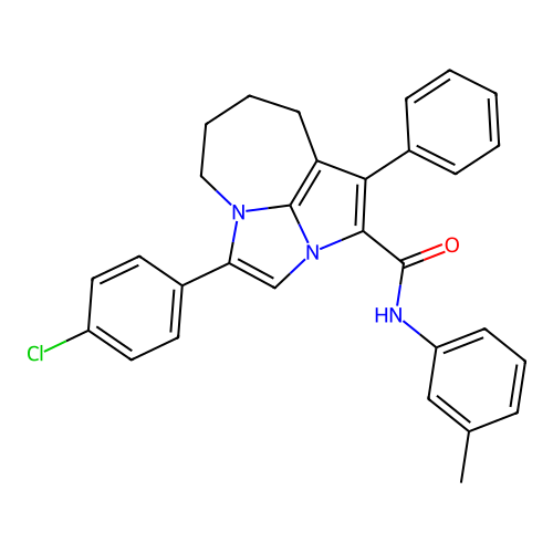 4-(4-chlorophenyl)-1-phenyl-N-(m-tolyl)-5,6,7,8-tetrahydro-2a,4a-diazacyclopenta[cd]azulene-2-carboxamide structure