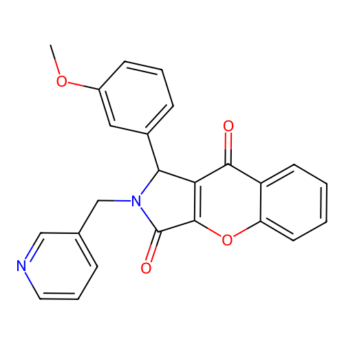 1-(3-methoxyphenyl)-2-(pyridin-3-ylmethyl)-1,2-dihydrochromeno[2,3-c]pyrrole-3,9-dione structure