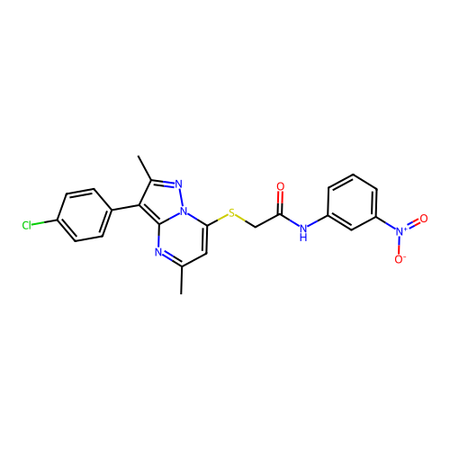 2-((3-(4-chlorophenyl)-2,5-dimethylpyrazolo[1,5-a]pyrimidin-7-yl)thio)-N-(3-nitrophenyl)acetamide structure