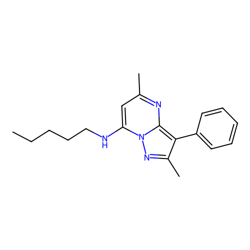 2,5-dimethyl-N-pentyl-3-phenylpyrazolo[1,5-a]pyrimidin-7-amine structure
