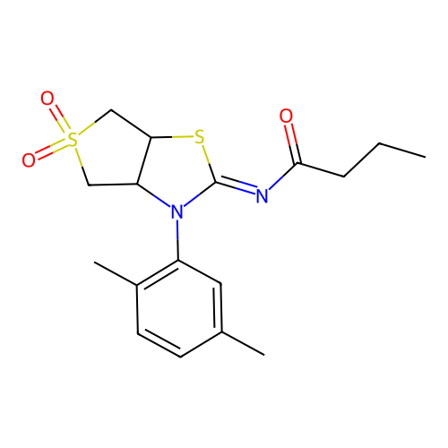 N-[(2Z)-3-(2,5-dimethylphenyl)-5,5-dioxidotetrahydrothieno[3,4-d][1,3]thiazol-2(3H)-ylidene]butanamide structure