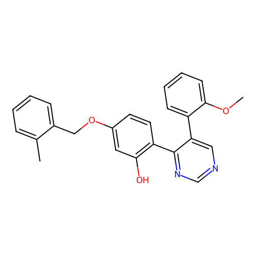 2-(5-(2-Methoxyphenyl)pyrimidin-4-yl)-5-((2-methylbenzyl)oxy)phenol structure