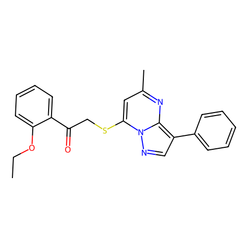 1-(2-ethoxyphenyl)-2-[(5-methyl-3-phenylpyrazolo[1,5-a]pyrimidin-7-yl)sulfanyl]ethanone structure