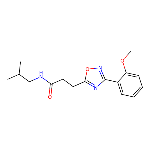 3-[3-(2-methoxyphenyl)-1,2,4-oxadiazol-5-yl]-N-(2-methylpropyl)propanamide structure