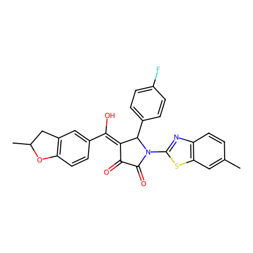 (4E)-5-(4-fluorophenyl)-4-[hydroxy(2-methyl-2,3-dihydro-1-benzofuran-5-yl)methylidene]-1-(6-methyl-1,3-benzothiazol-2-yl)pyrrolidine-2,3-dione structure