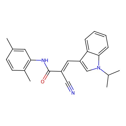 2-cyano-N-(2,5-dimethylphenyl)-3-(1-propan-2-ylindol-3-yl)prop-2-enamide structure