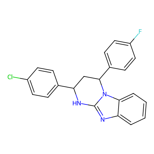 2-(4-chlorophenyl)-4-(4-fluorophenyl)-1,2,3,4-tetrahydropyrimido[1,2-a]benzimidazole structure
