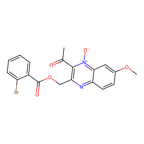 (3-Acetyl-6-methoxy-4-oxidoquinoxalin-4-ium-2-yl)methyl 2-bromobenzoate structure