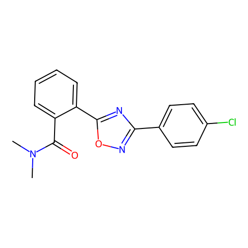 2-[3-(4-chlorophenyl)-1,2,4-oxadiazol-5-yl]-N,N-dimethylbenzamide structure