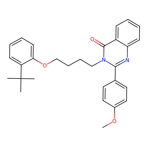 3-[4-(2-tert-butylphenoxy)butyl]-2-(4-methoxyphenyl)quinazolin-4(3H)-one structure