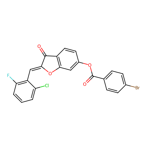 (2Z)-2-(2-chloro-6-fluorobenzylidene)-3-oxo-2,3-dihydro-1-benzofuran-6-yl 4-bromobenzoate structure