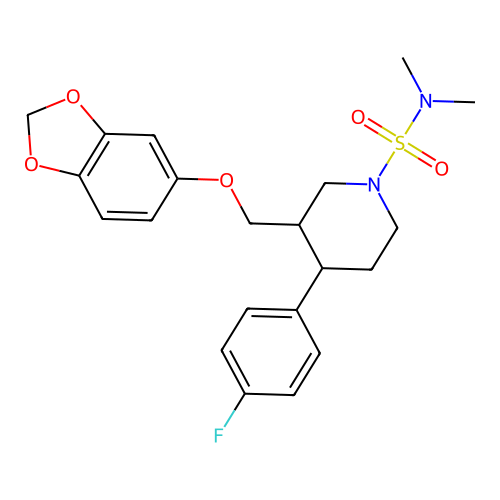 3-(1,3-benzodioxol-5-yloxymethyl)-4-(4-fluorophenyl)-N,N-dimethylpiperidine-1-sulfonamide structure