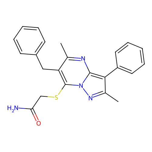 2-((6-Benzyl-2,5-dimethyl-3-phenylpyrazolo[1,5-a]pyrimidin-7-yl)thio)acetamide structure