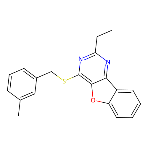 2-Ethyl-4-[(3-methylbenzyl)sulfanyl][1]benzofuro[3,2-d]pyrimidine structure
