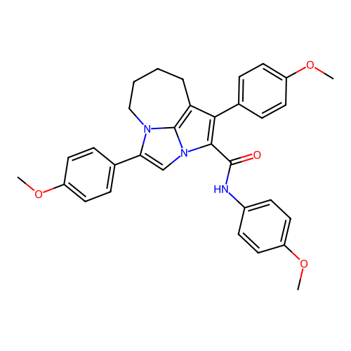N,1,4-tris(4-methoxyphenyl)-5,6,7,8-tetrahydro-2a,4a-diazacyclopenta[cd]azulene-2-carboxamide structure