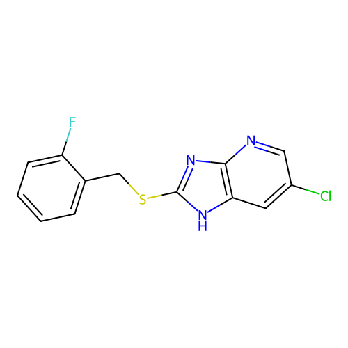 6-chloro-2-[(2-fluorobenzyl)sulfanyl]-3H-imidazo[4,5-b]pyridine structure